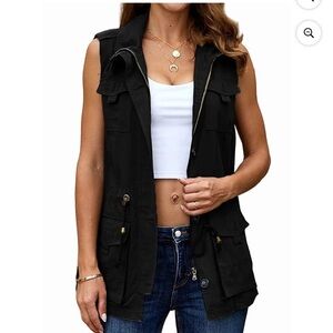 Women's Black Sleeveless Utility Vest size large